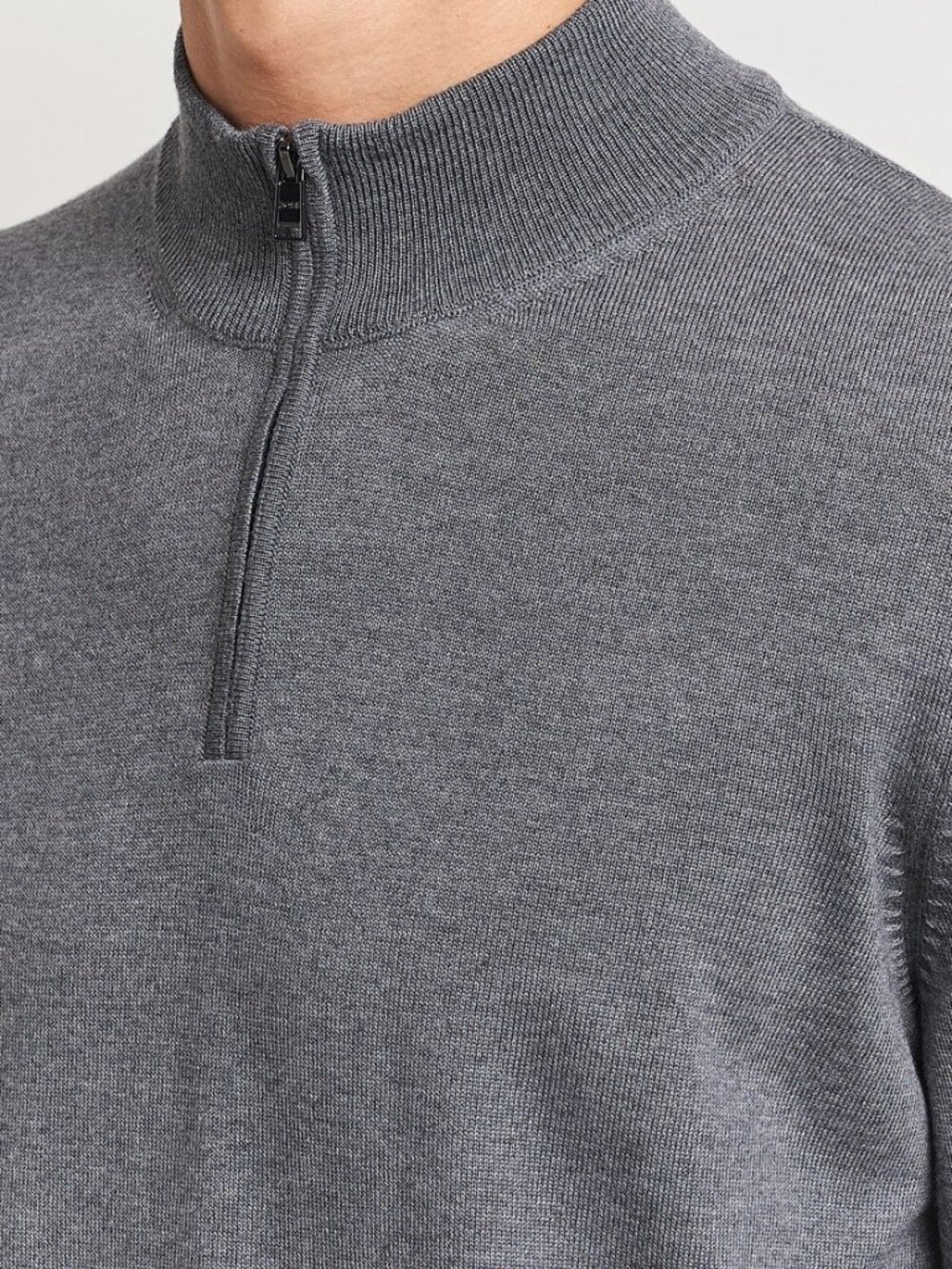 NWT Boss Men's Medium Grey Virgin Wool /Cashmere Quarter-Zip Sweater